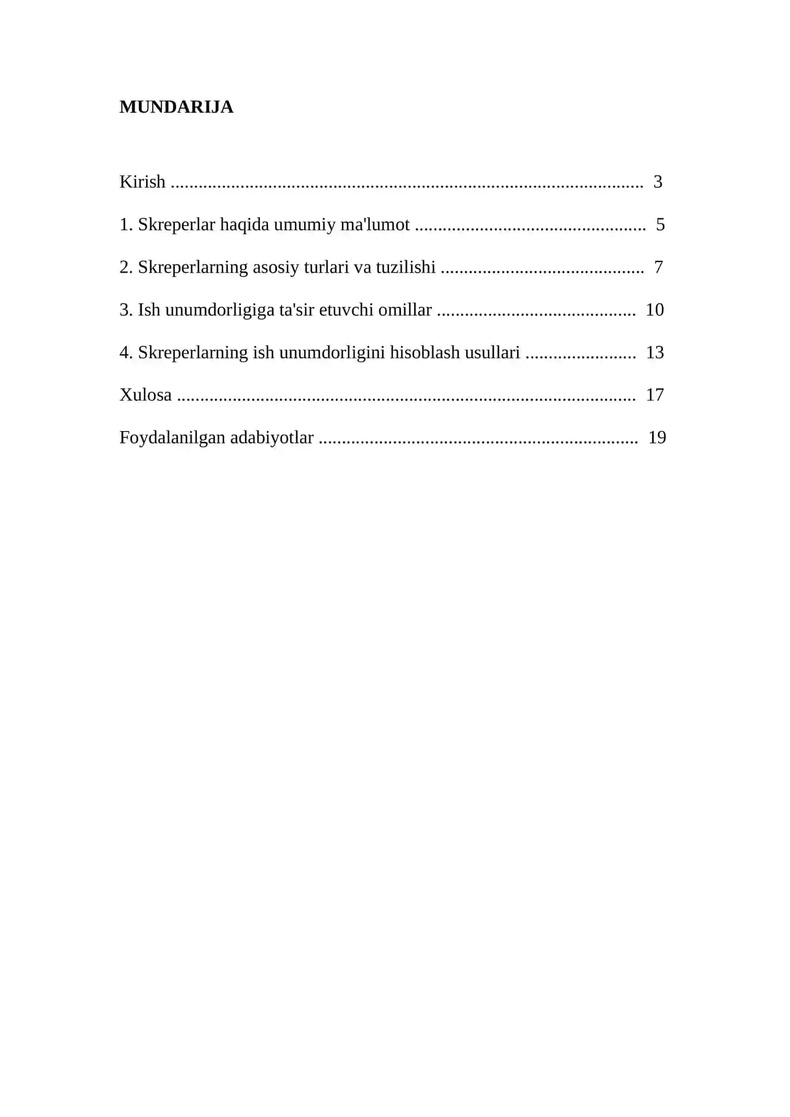 Skreperlarning ish unumdorligini hisoblash 2