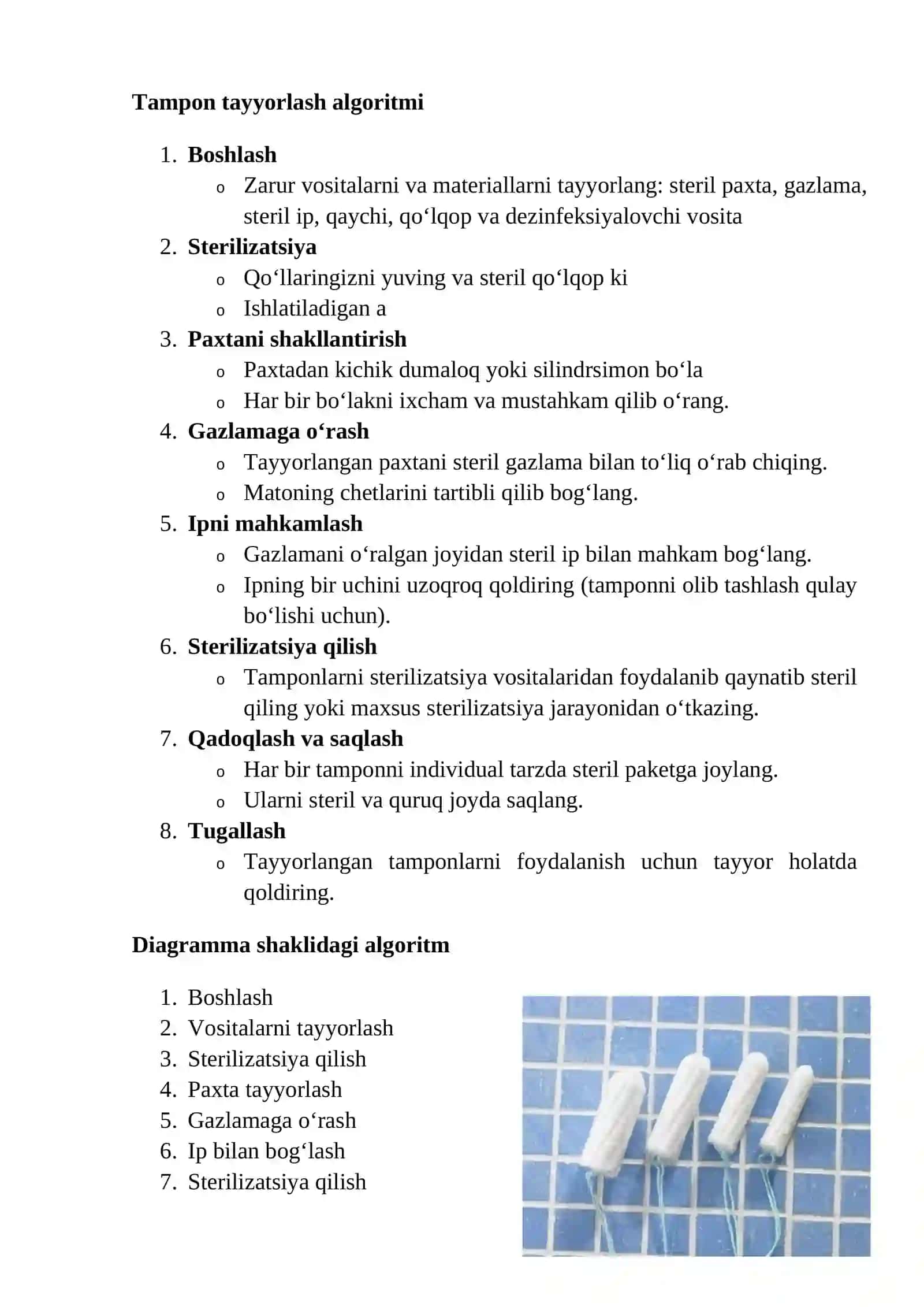 Tamponlarni tayyorlash 2