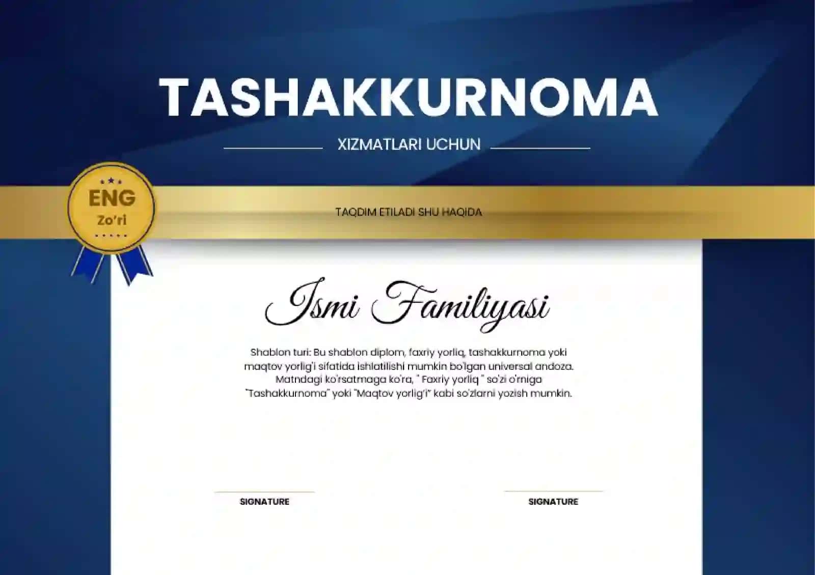 TASHAKKURNOMA 2