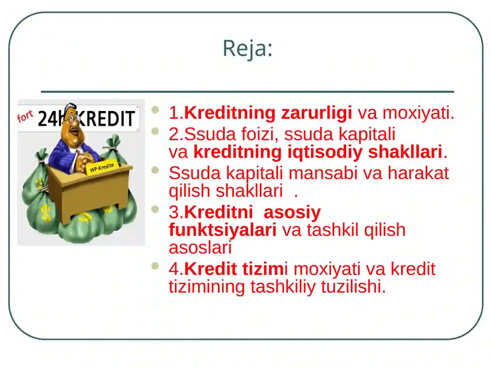 Kredit mexanizmi va uning elementlari 2