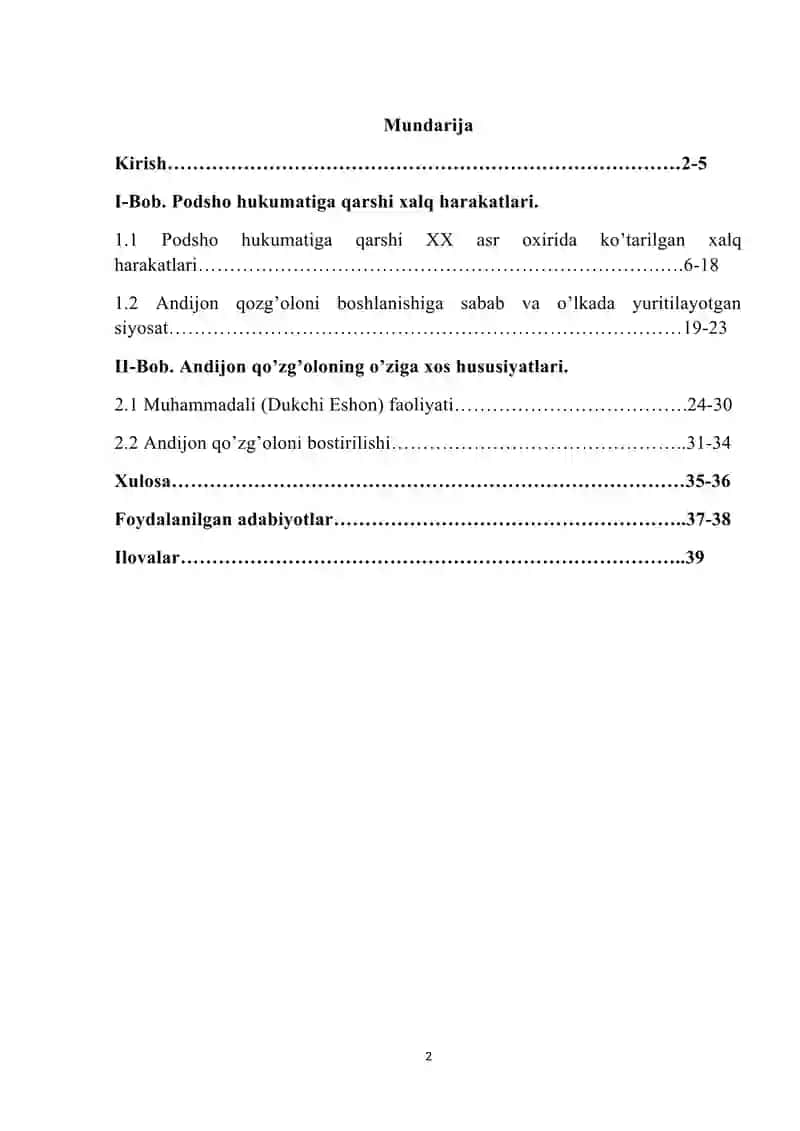 XIX ASRNING 70-90 YILLARIDA TURKISTON O’LKASIDAGI QO’ZG’OLONLAR (ANDIJON QOZG’ALONI MISOLIDA) 2
