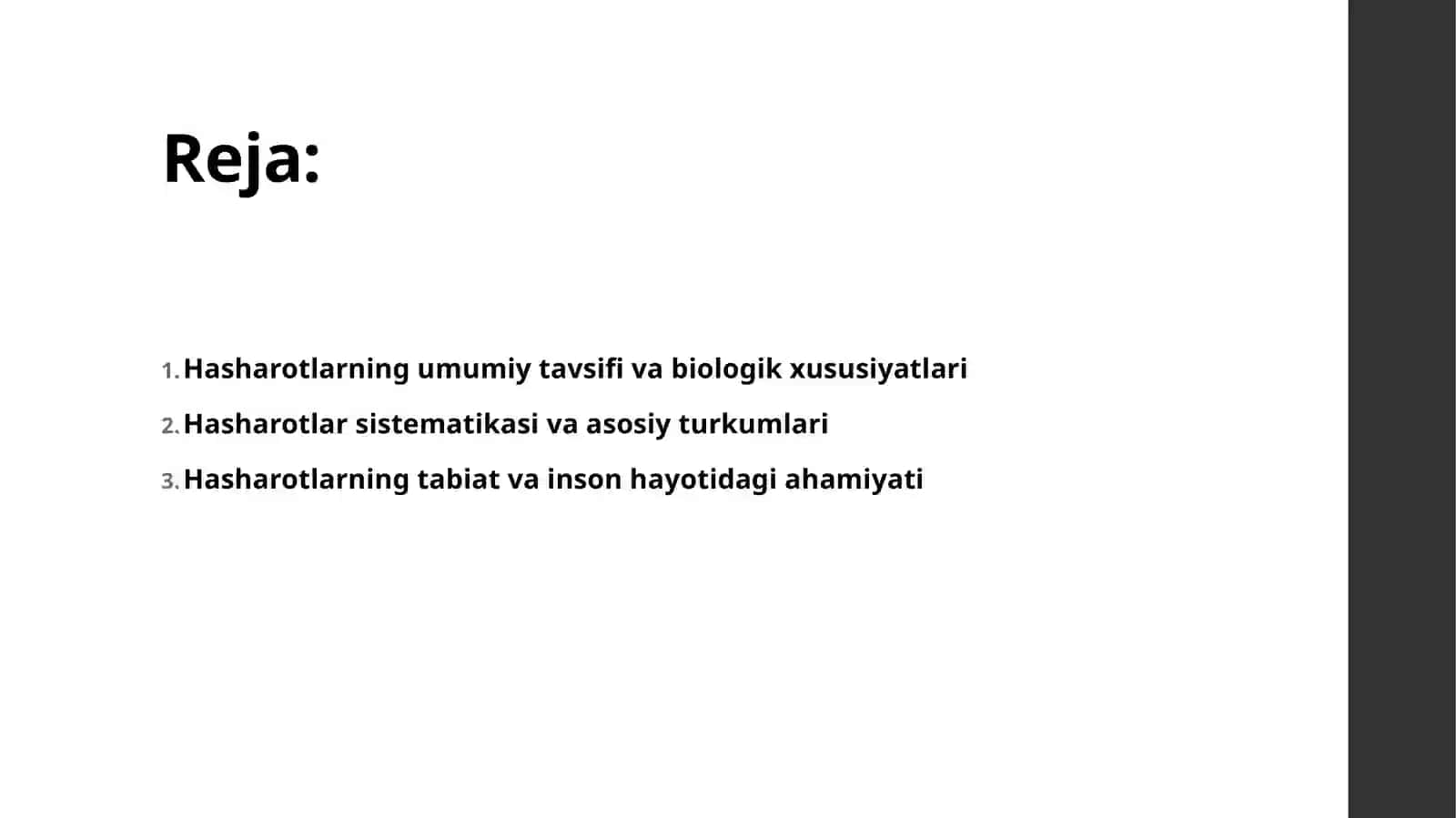 Hasharotlar sistematikasi 2