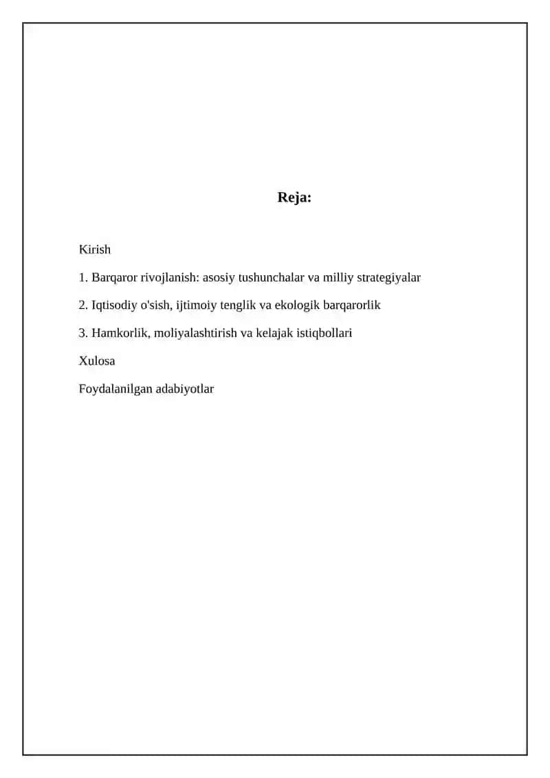 Hamdo'stlik Makonida Barqaror Rivojlanish 2