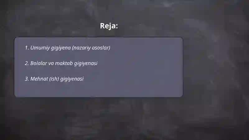 Gigiyena fanining asosiy bo‘limlari 2
