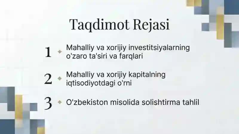Mahalliy va xorijiy investitsiyalar 2