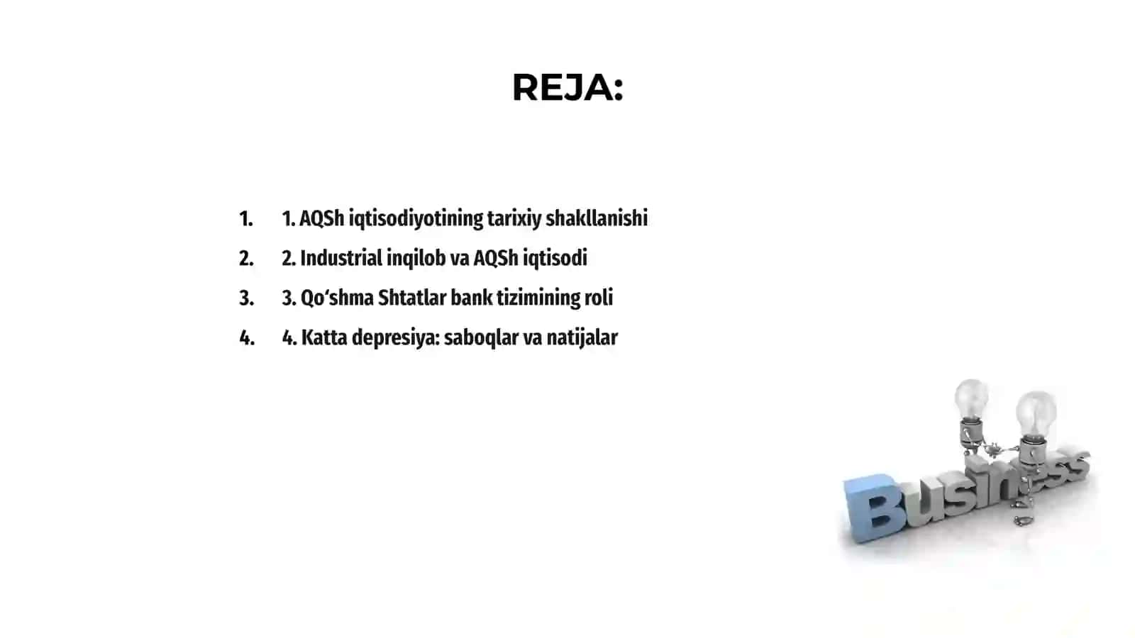 AQShda iqtisodiyning rivojlanishi 2