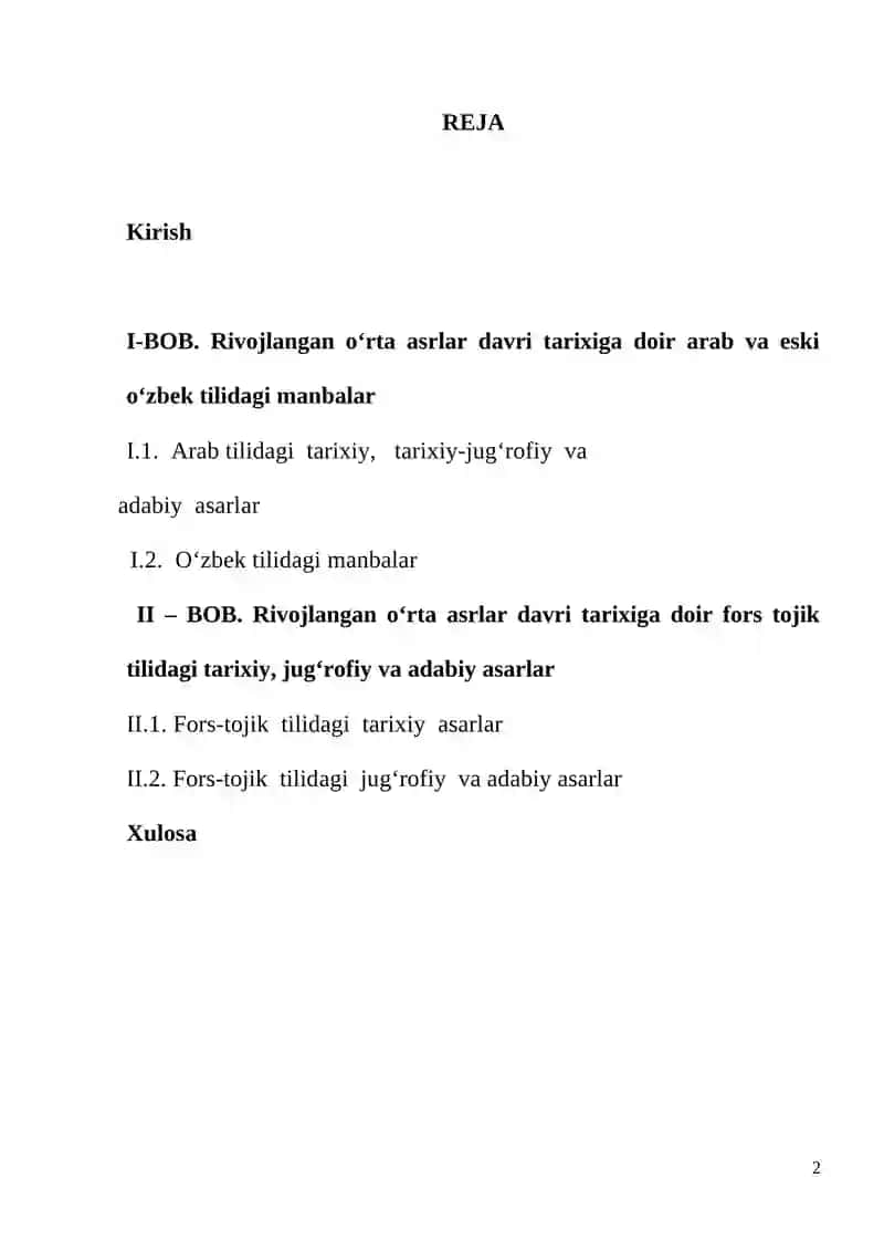 Rivojlangan o‘rta asrlar davri tarixiy manbalari 2