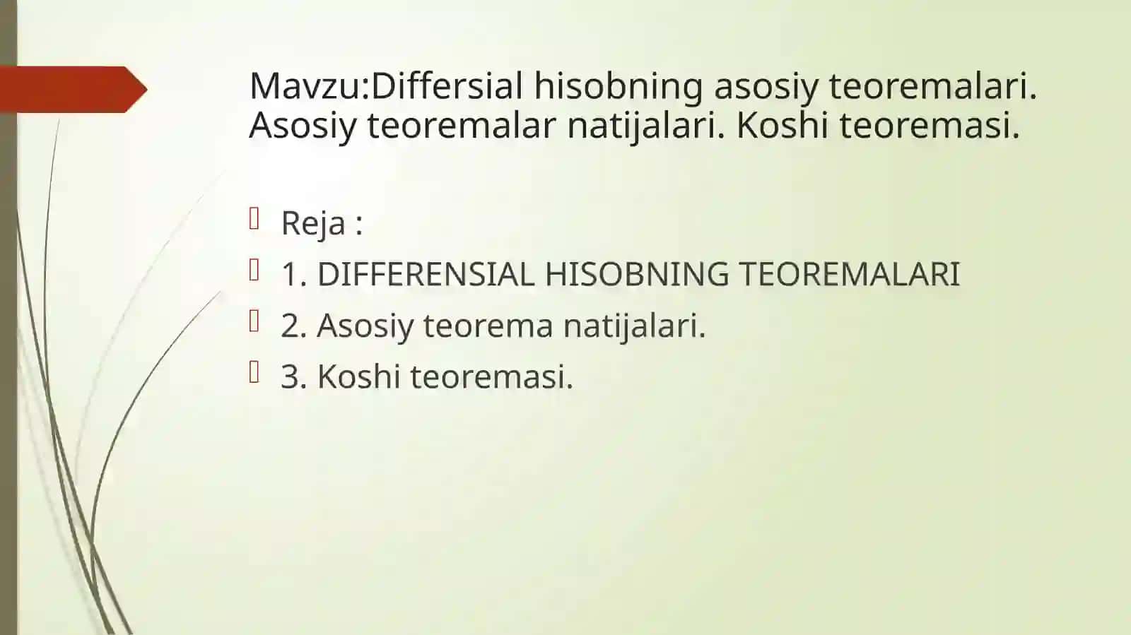 DIFFERENSIAL HISOBNING TEOREMALARI 2