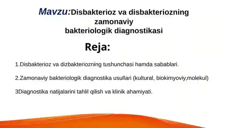 Disbakterioz va disbakteriozning zamonaviy 2