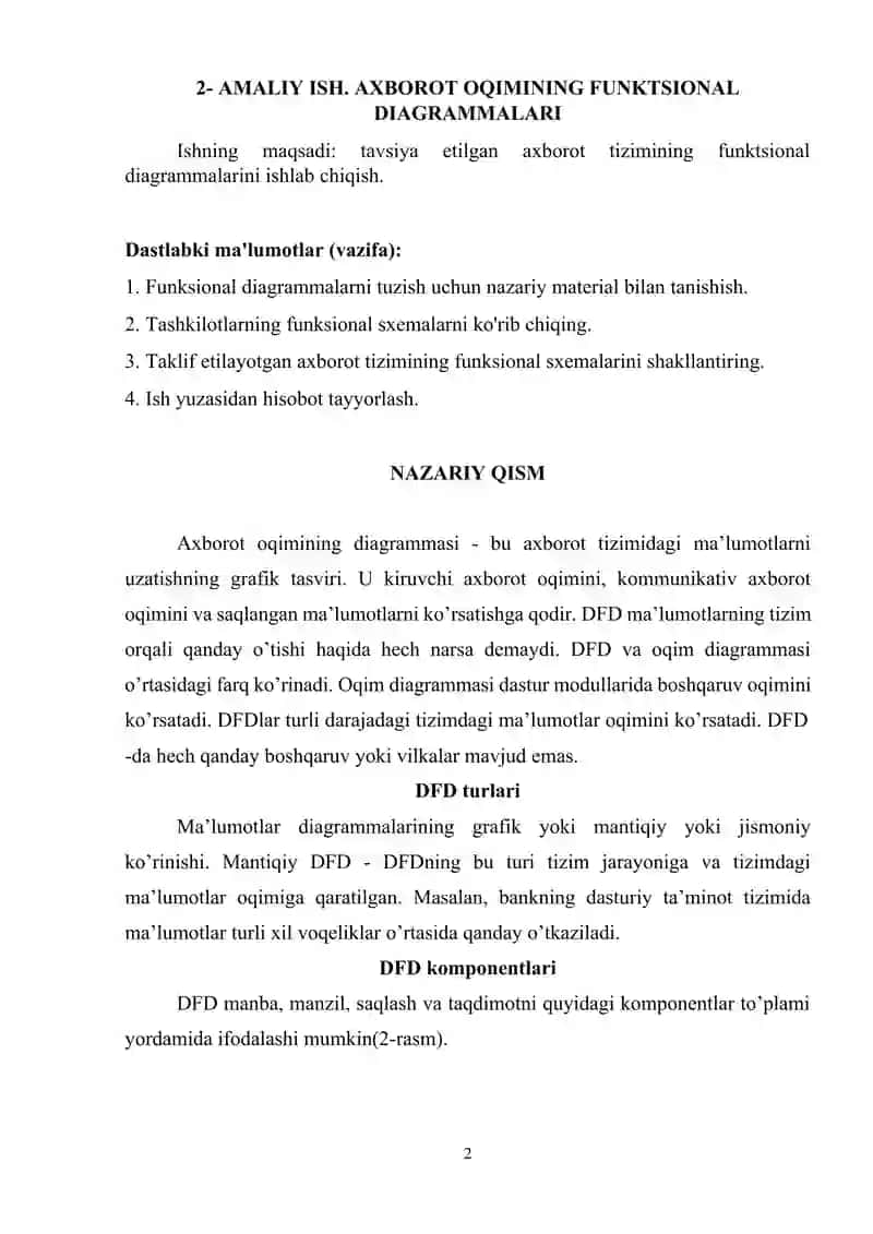 AXBOROT OQIMINING FUNKTSIONAL DIAGRAMMALARI 2