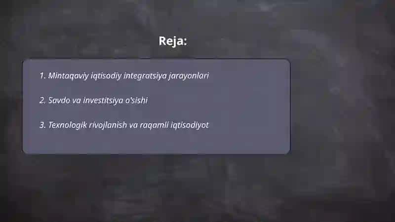 Mintaqaviy Iqtisodiy Integratsiya Jarayonlari 2