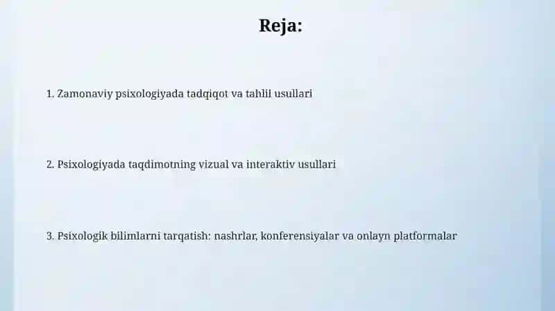 Zamonaviy Psixologiyada Taqdimot Metodlari 2