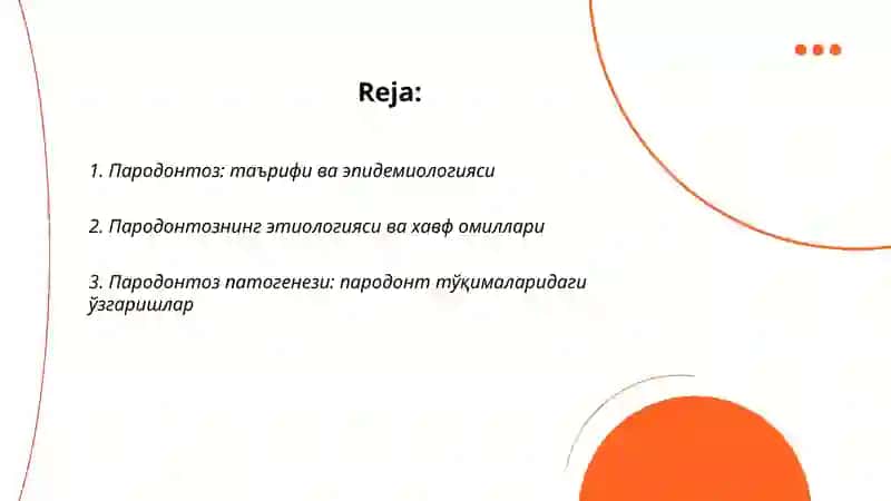 Пародонтоз: таърифи ва эпидемиологияси 2