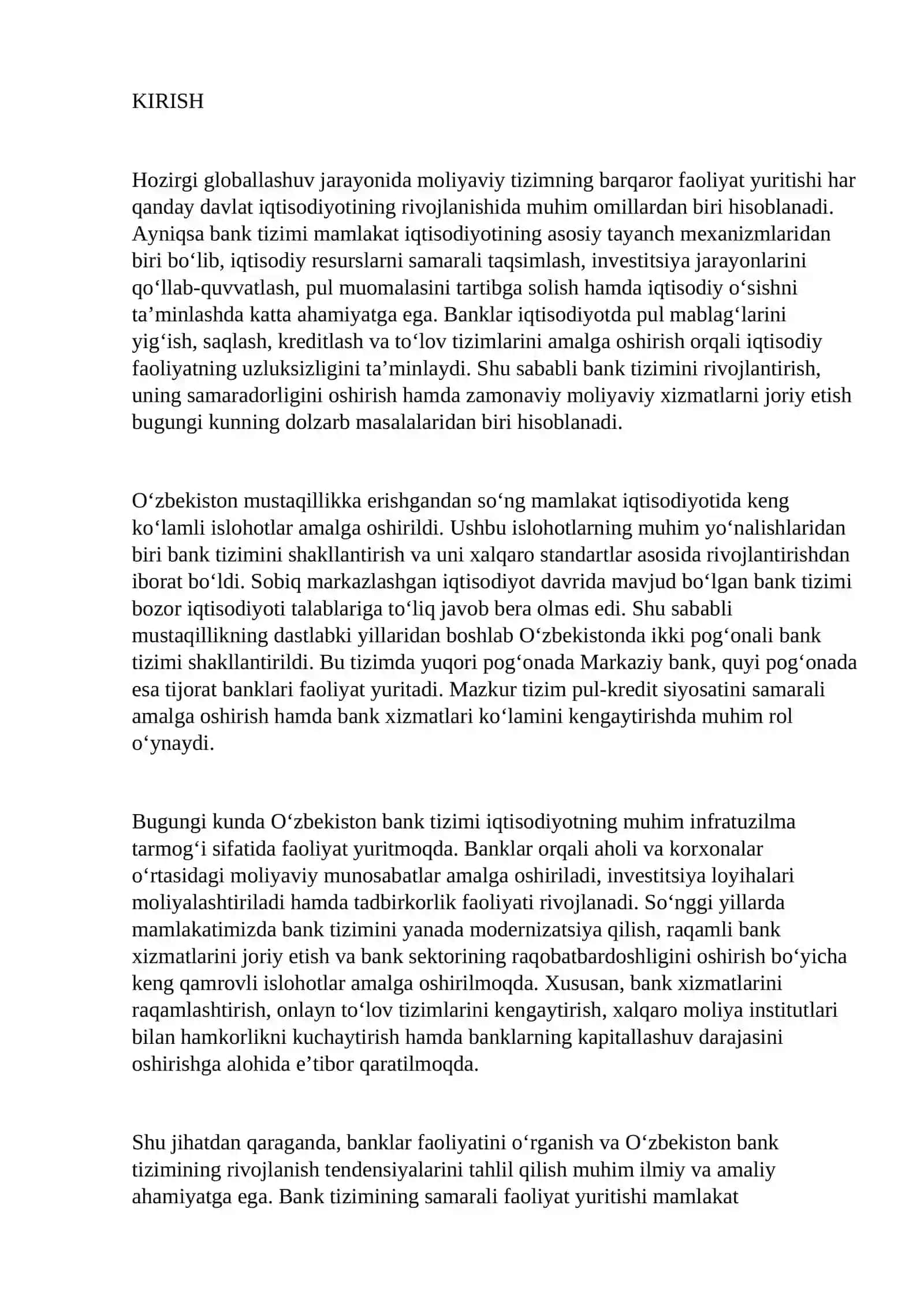 Banklar va ozbekiston bank tizimi 2
