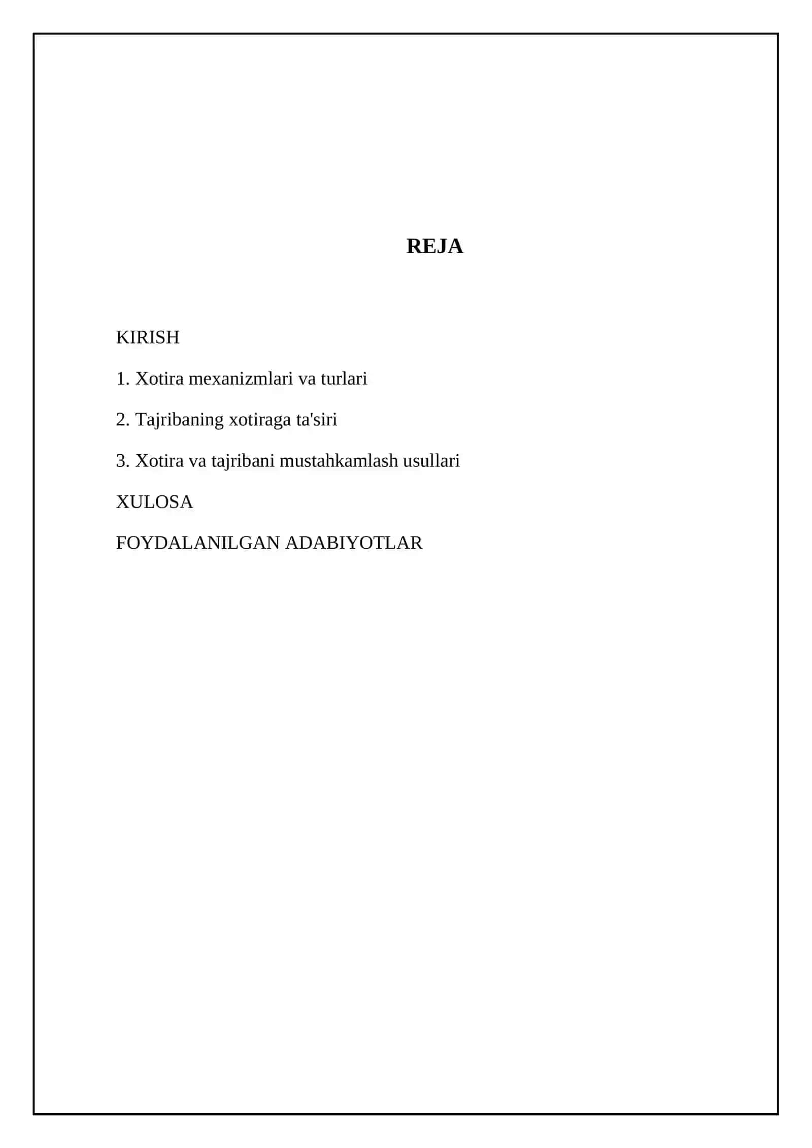 Mavzu: Eslab qolish va tajriba 2