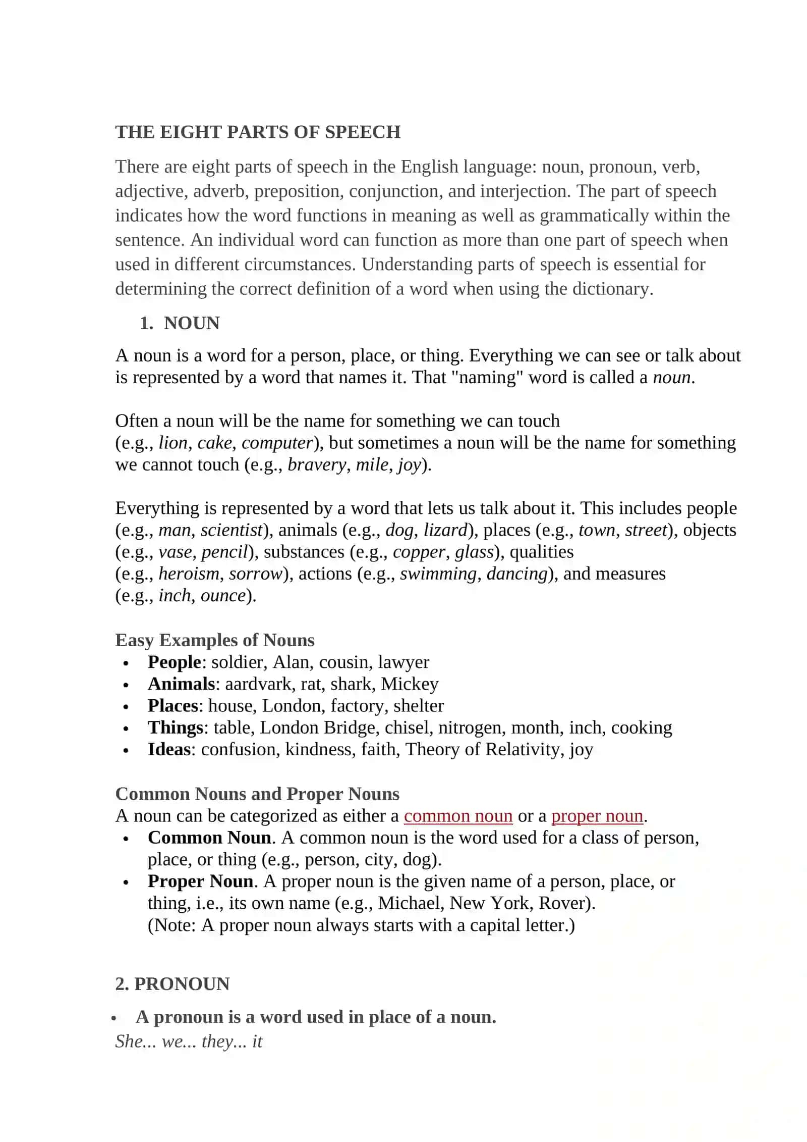 THE EIGHT PARTS OF SPEECH 2