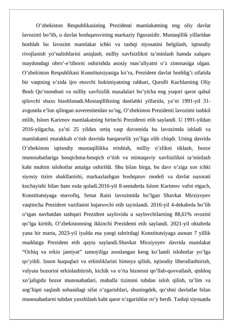 O’zbekiston Respublikasining Prezidenti 2