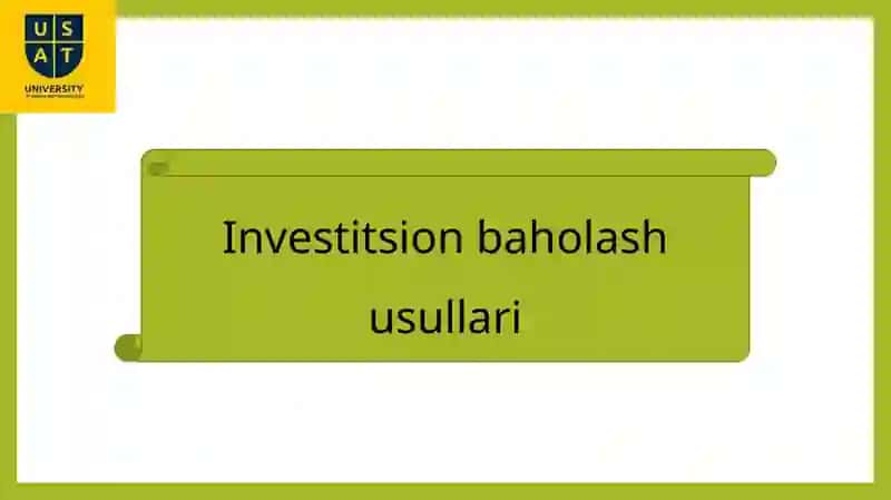 Investitsion baholash usullari 2