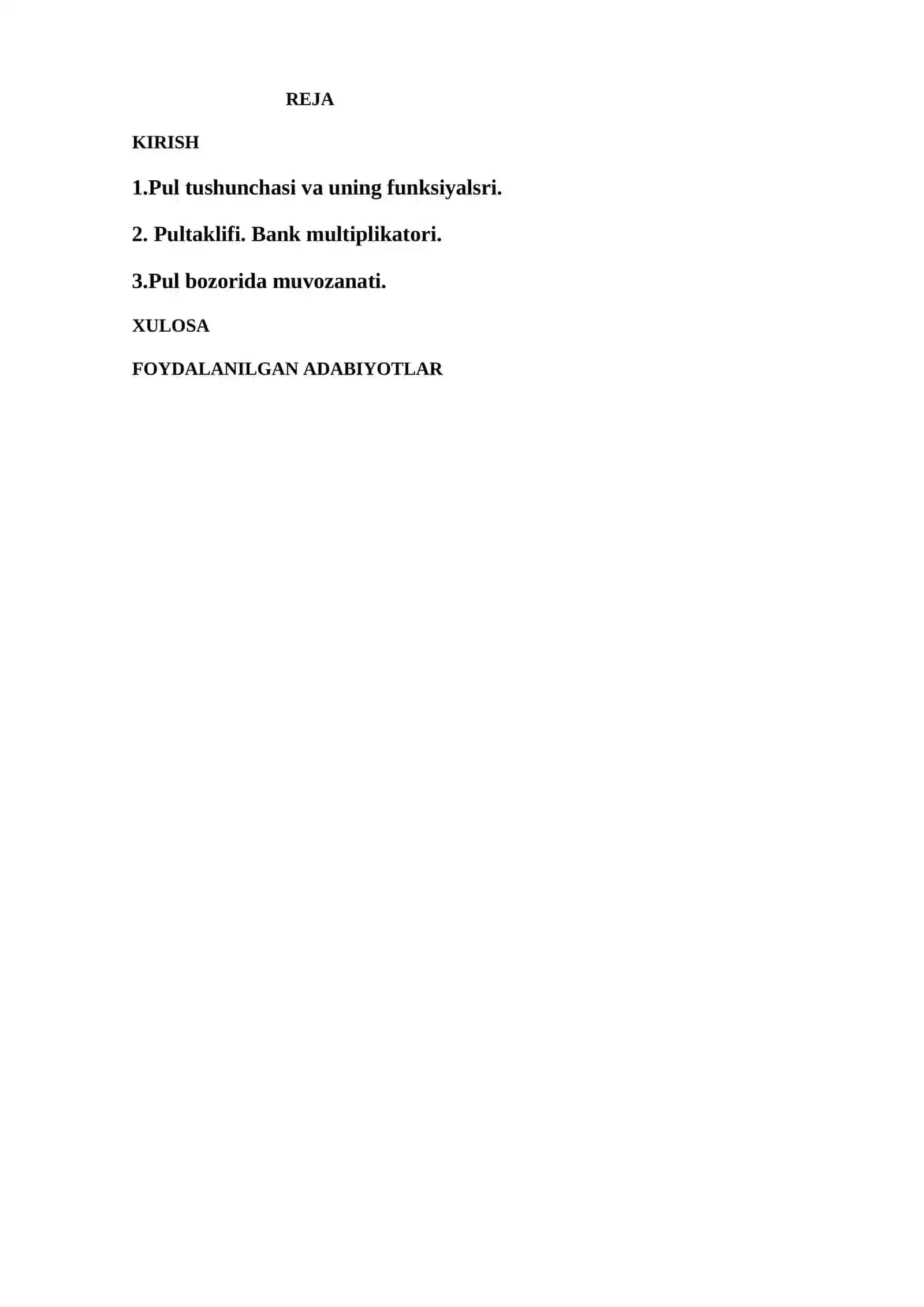 Pul bozorida muvozanati 2