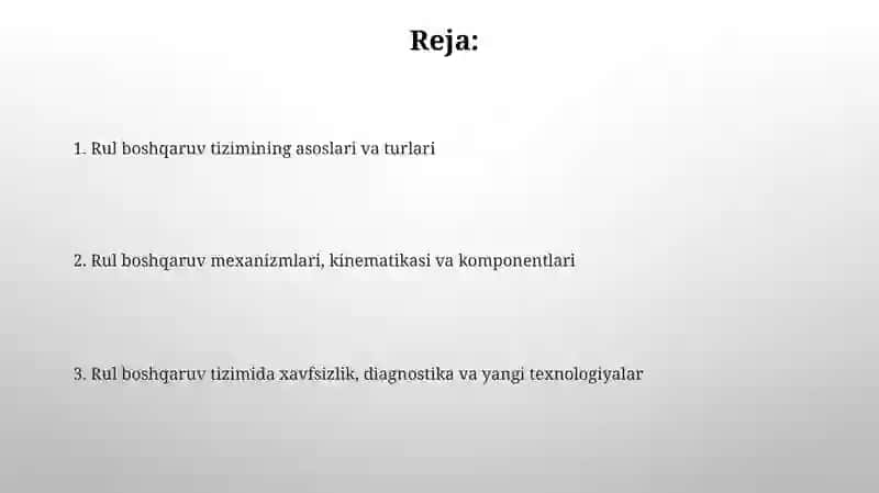 Avtomobilning rul boshqarmasi 2