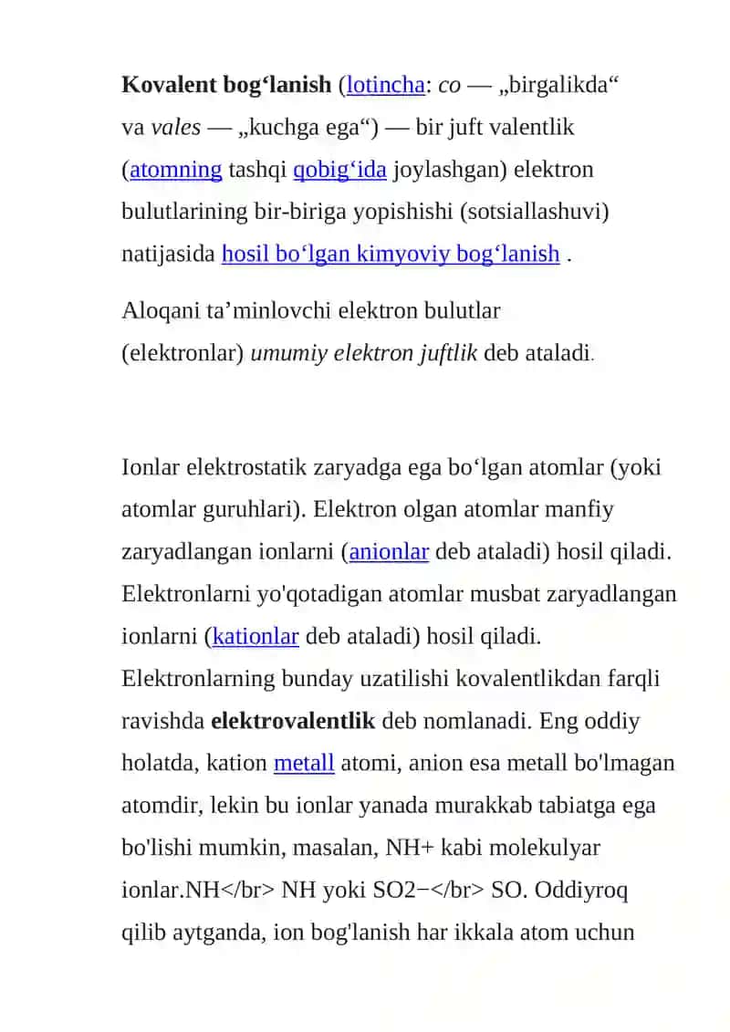 Ion va kovalent bog'lanish 2