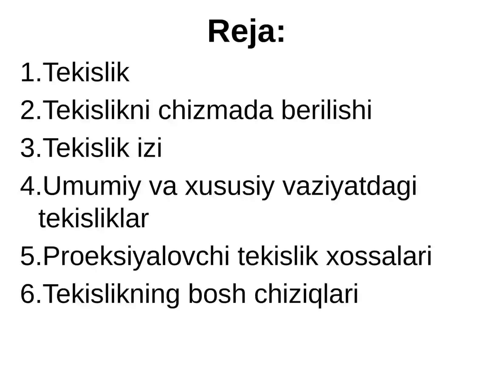 Tekislikning epyurda berilishi 2