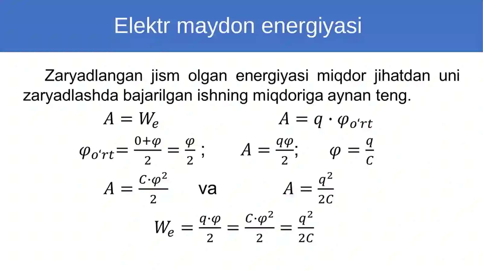 Elektr maydon energiyasi 2