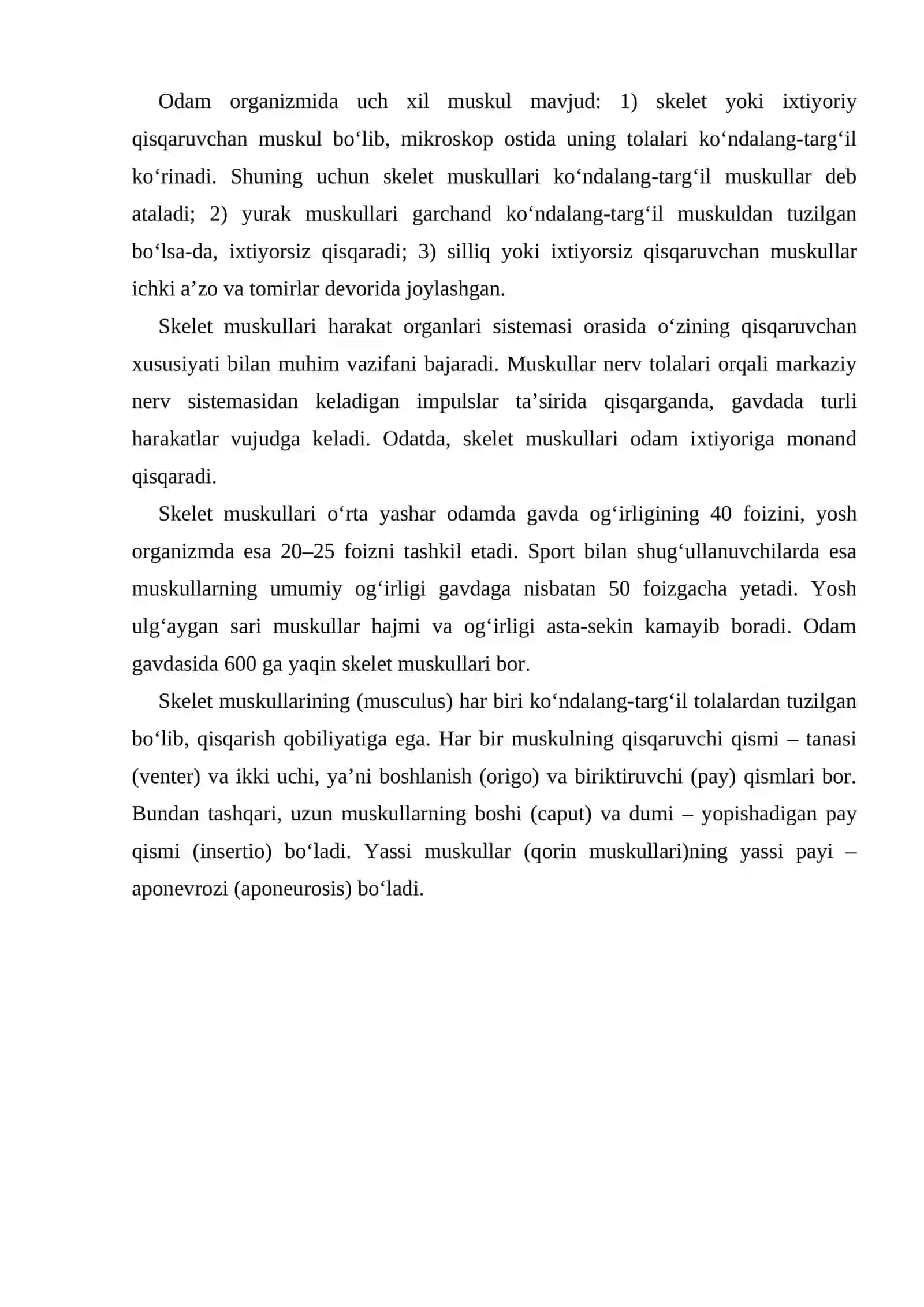 Muskullar haqida ta’limot umumiy ma’lumotlar 2