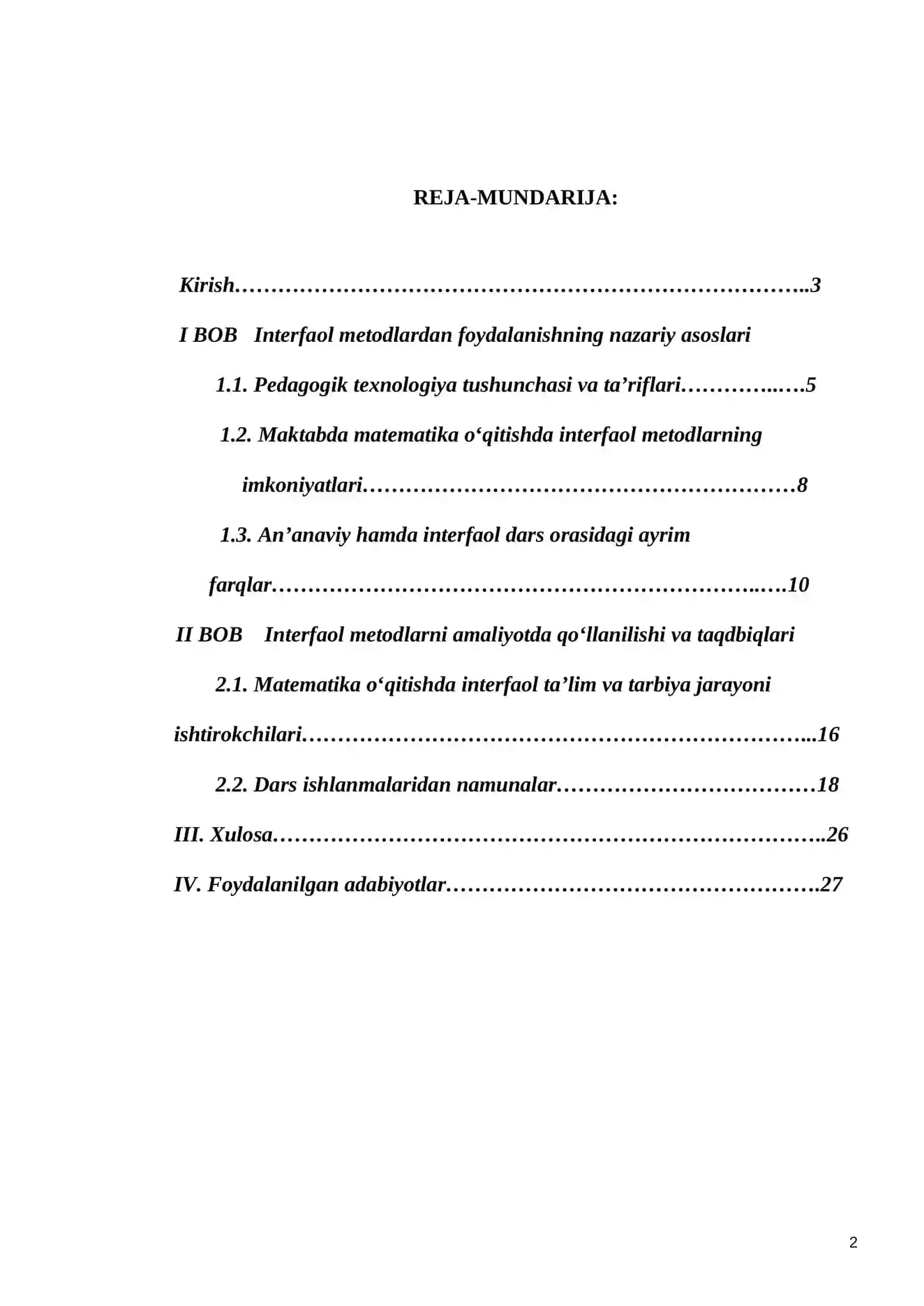 Maktabda matematika o‘qitishda interfaol metodlardan foydalanish 2