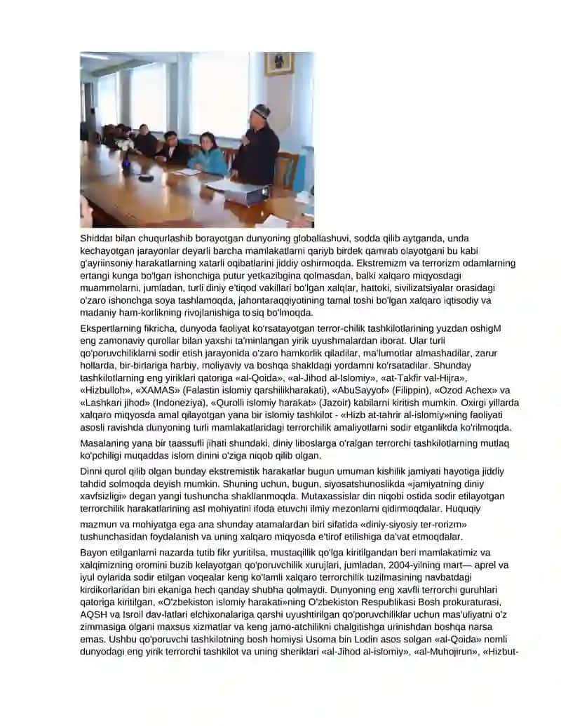 Diniy ekstremizm va terrorizmga qarshi kurash 2