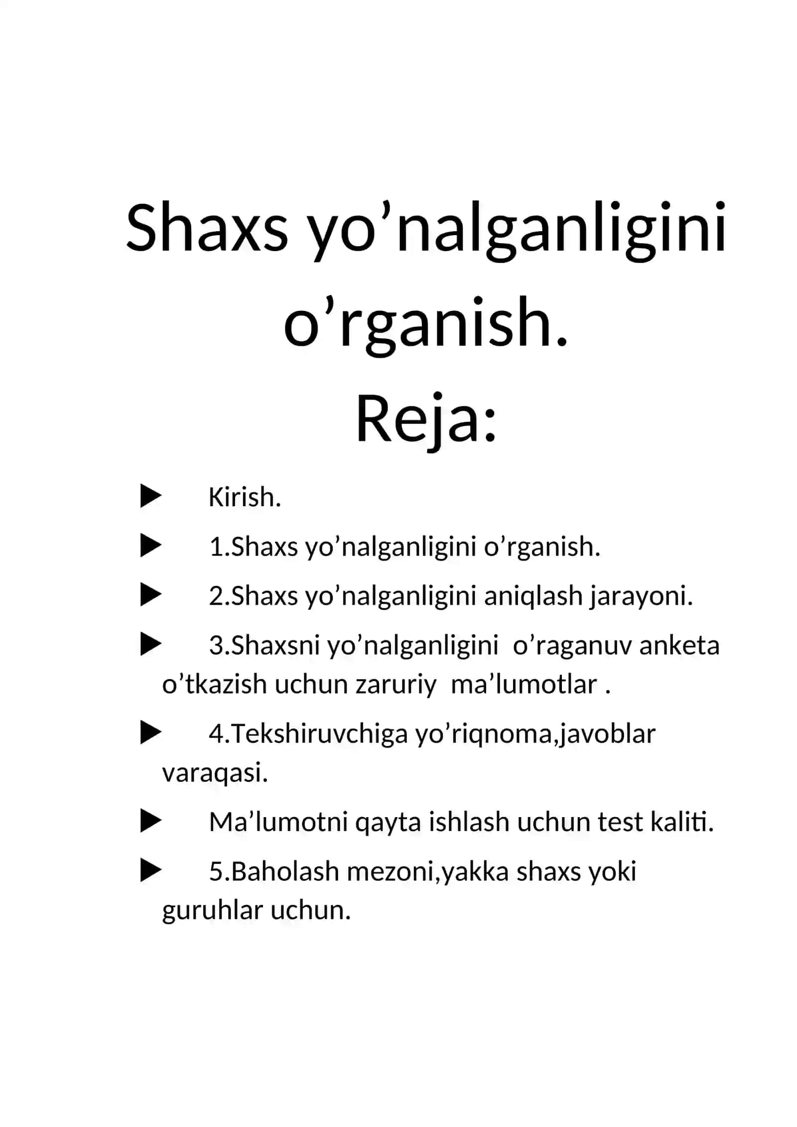 Shaxs yo’nalganligini o’rganish 2