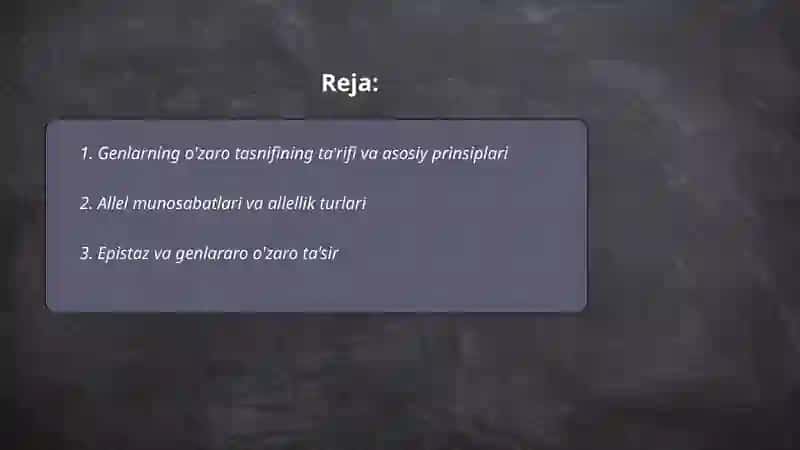 Genlarning o'zaro tasnifini o'rganish 2