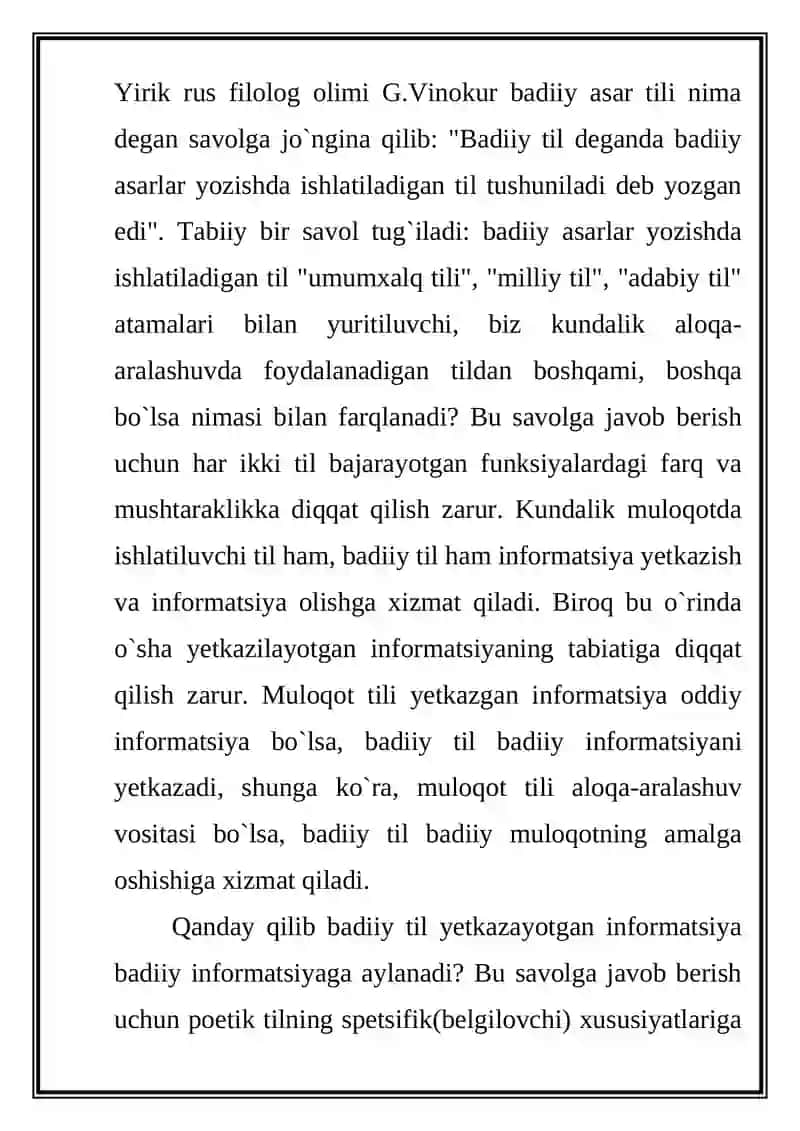 Poetik va Spetsifik (Belgilovchi) Nazariyasi 2