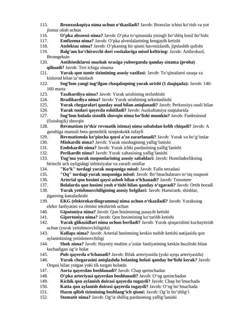 Pnevmoniya haqida savollar (2-qism) 2