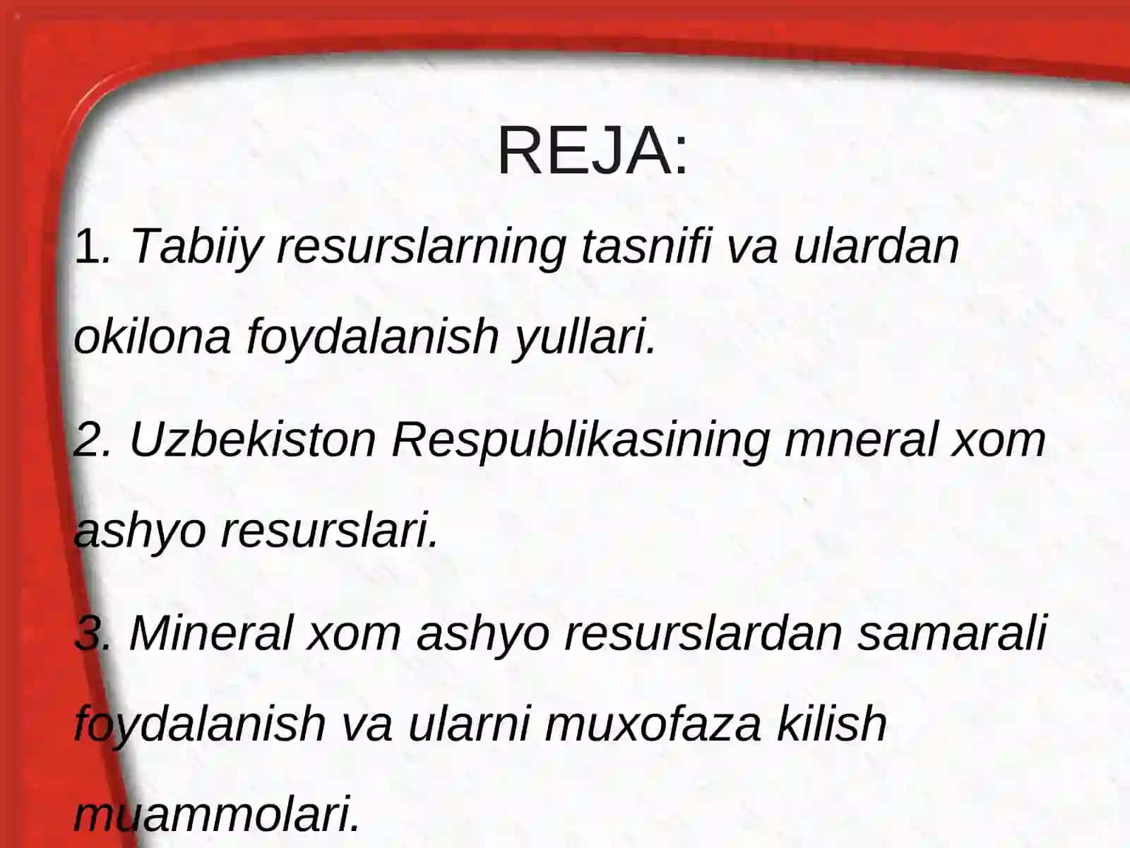 Tabiiy resurslar va ularning tasnifi 2
