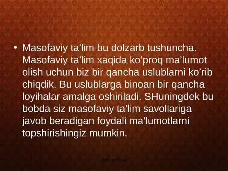 Masofaviy o’qitish tizimlari 2