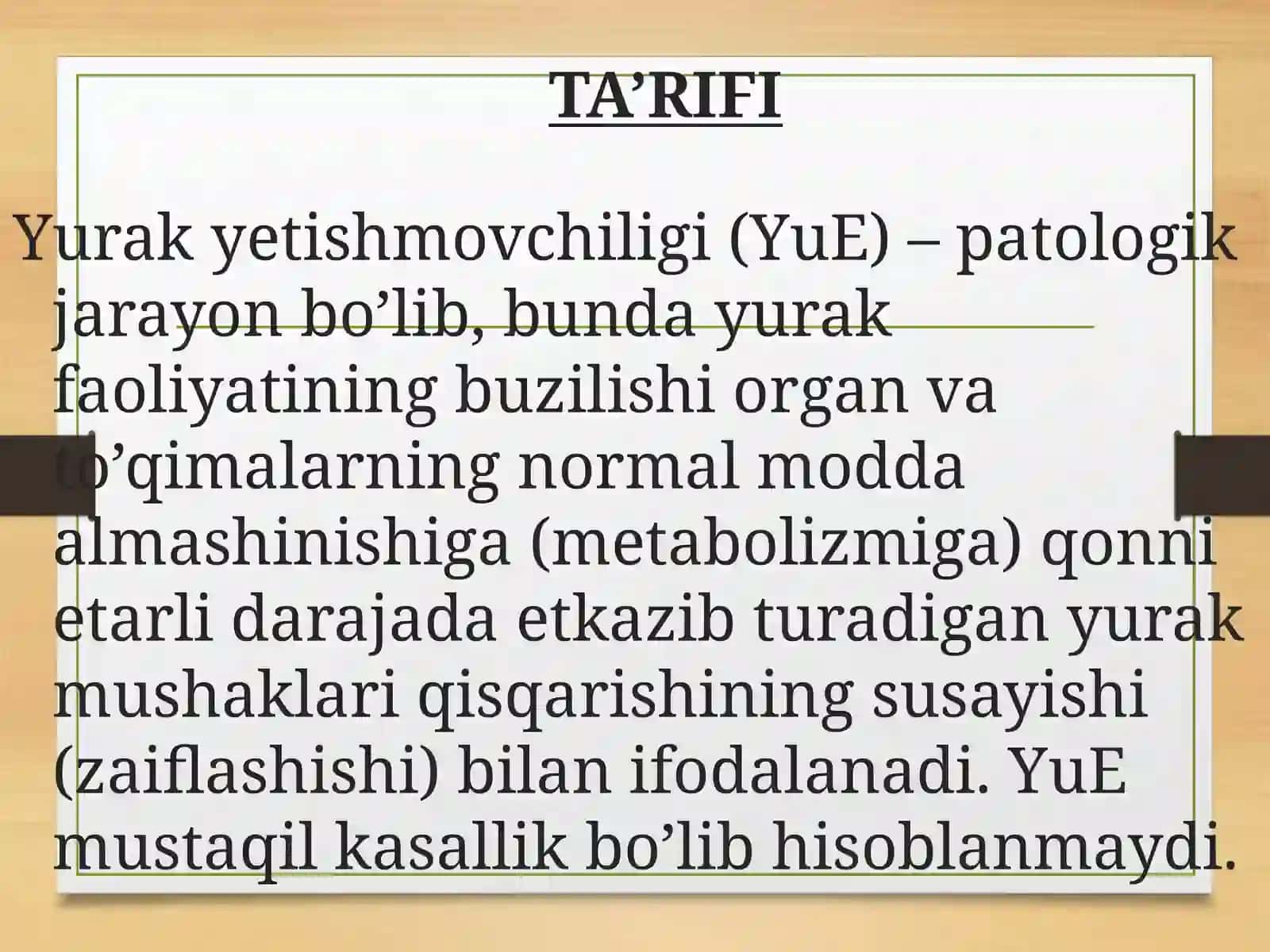 YURAK YETISHMOVCHILIGI 2