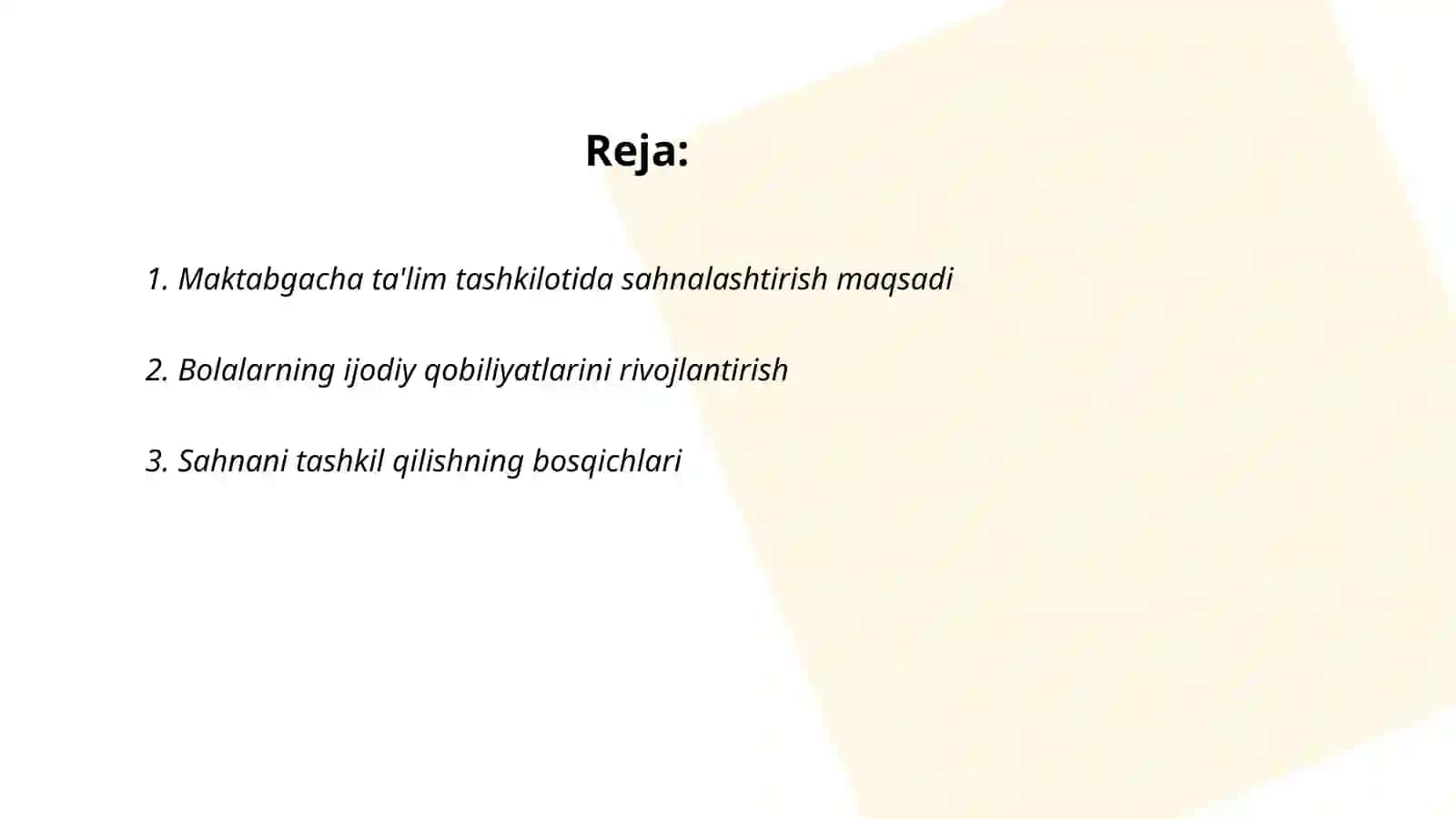 Maktabgacha ta'lim tashkilotida sahnalashtirish faoliatini tashkil qilish 2