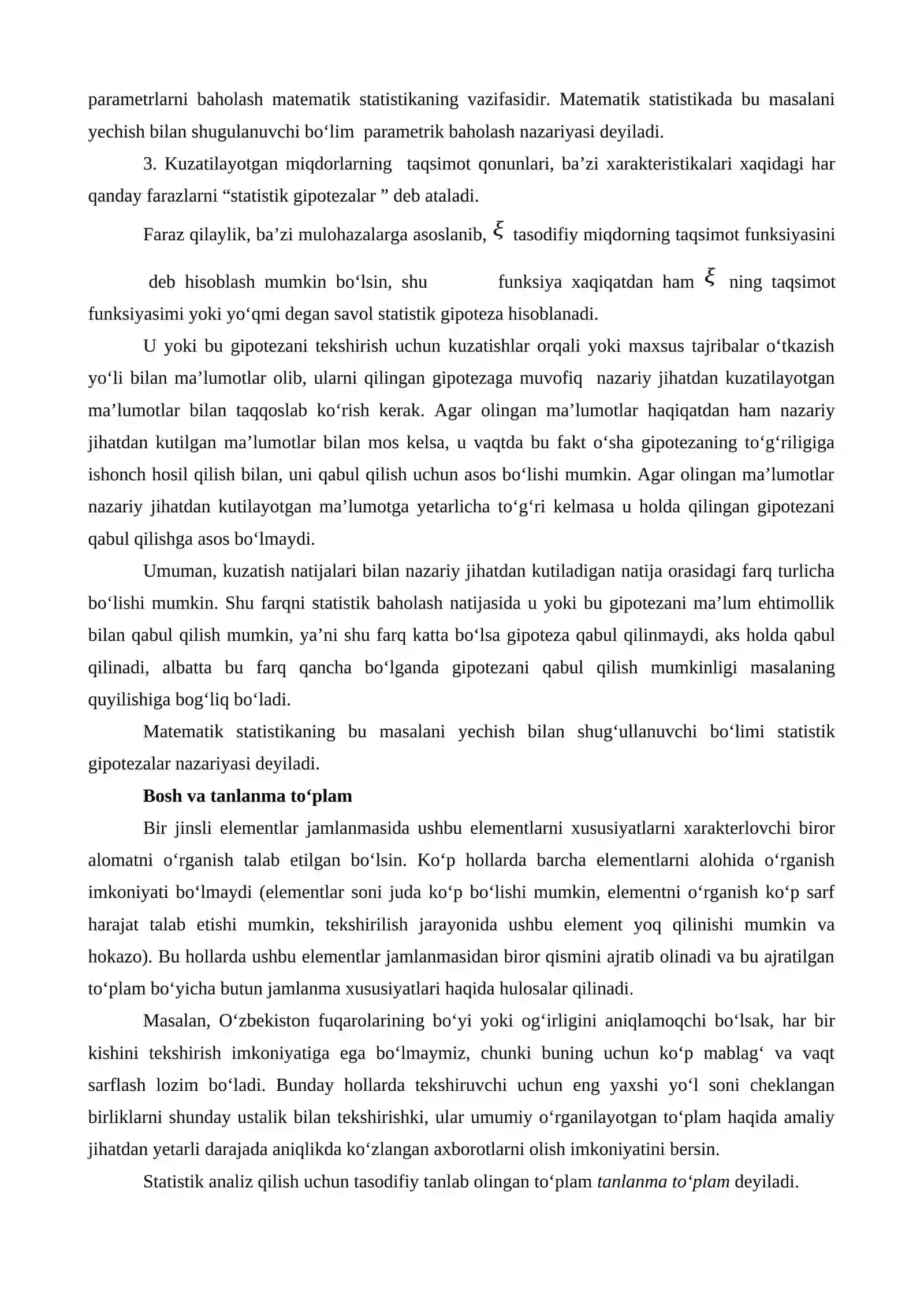 Matematik statistikaning asosiy tushunchalari 2