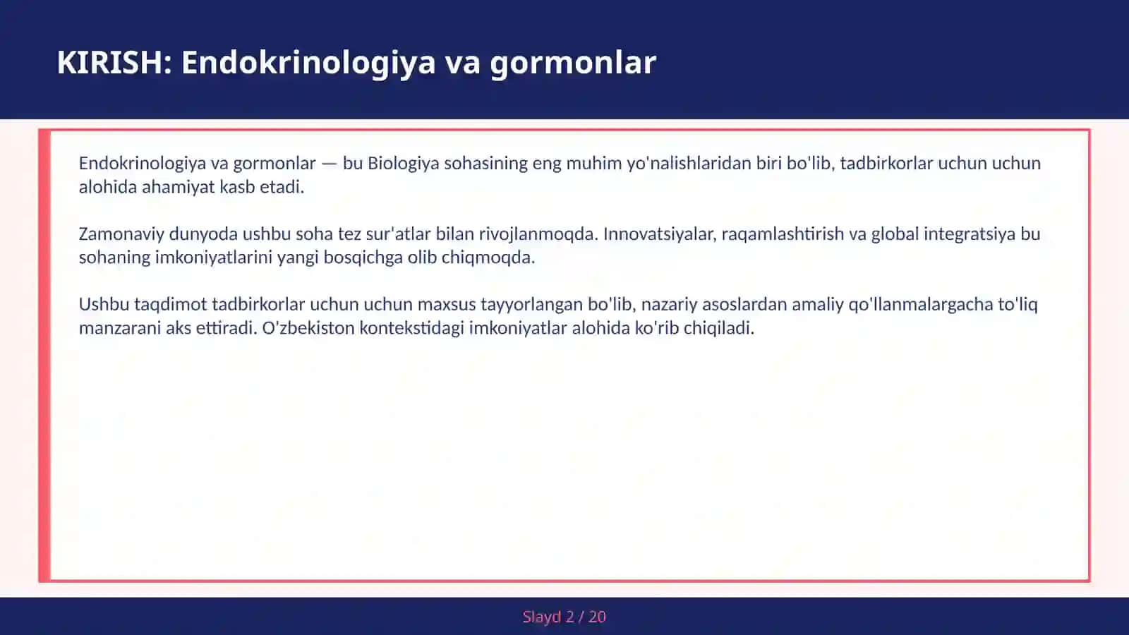 Endokrinologiya va gormonlar 2