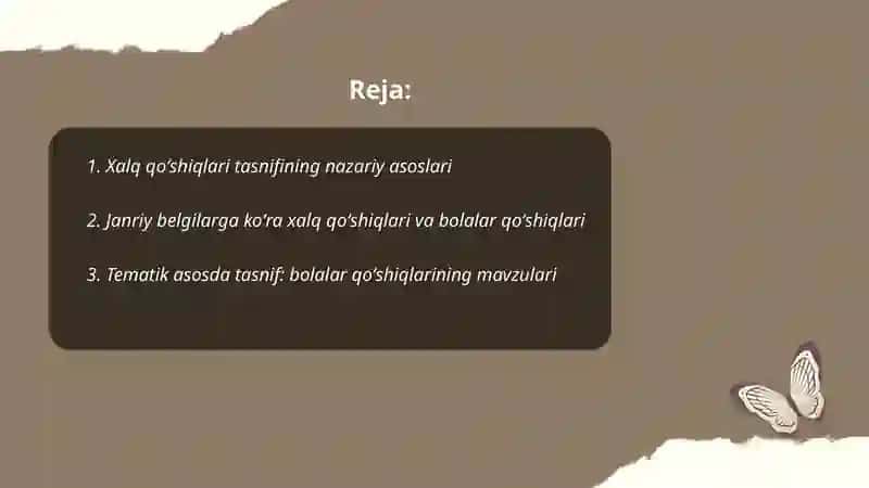 Xalq qoʻshiqlari tasnifi 2