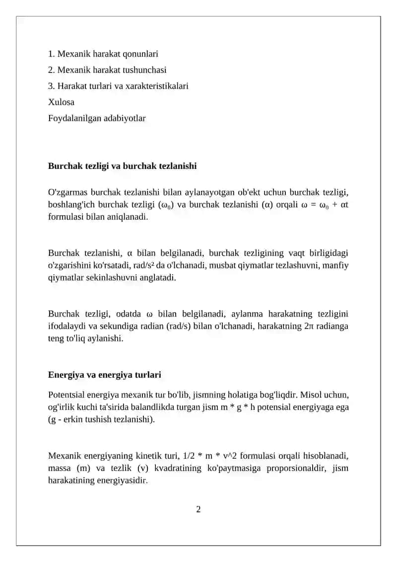Mexanik harakat 2