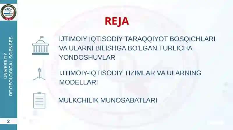 IQTISODIY TIZIMLAR. MULKCHILIK MUNOSABATLARI 2