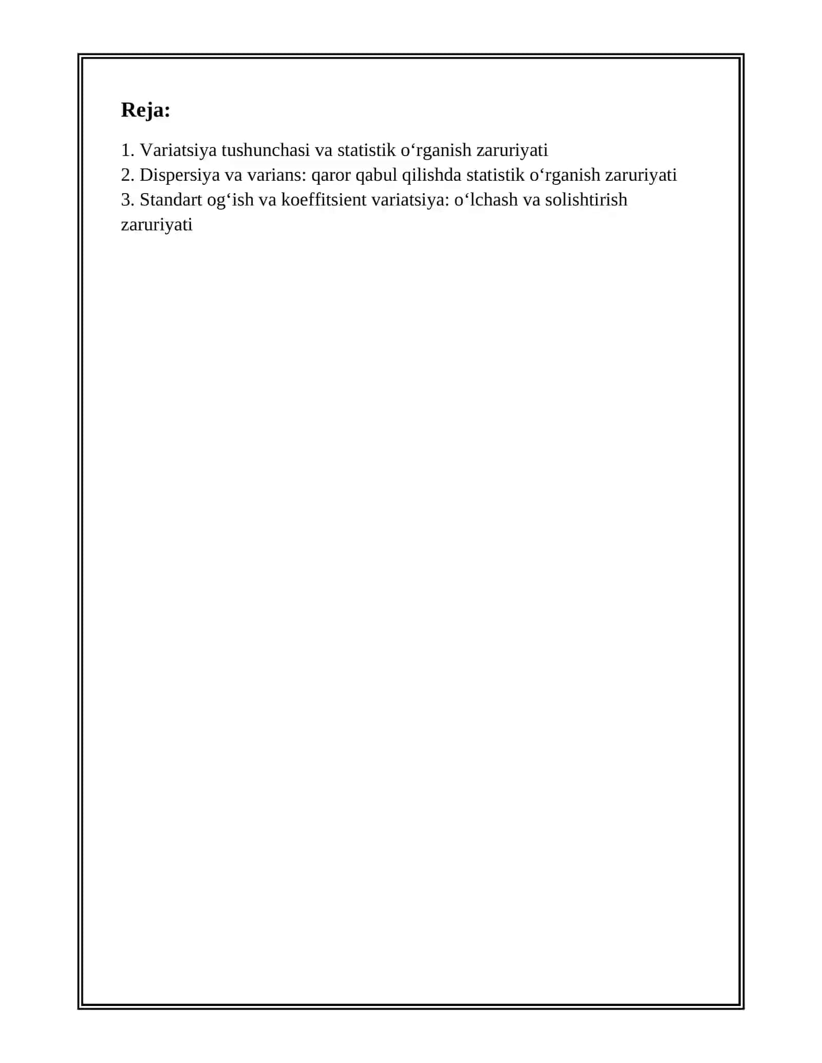 VARIATSIYANING STATISTIK O'RGANISH ZARURLIGI 2