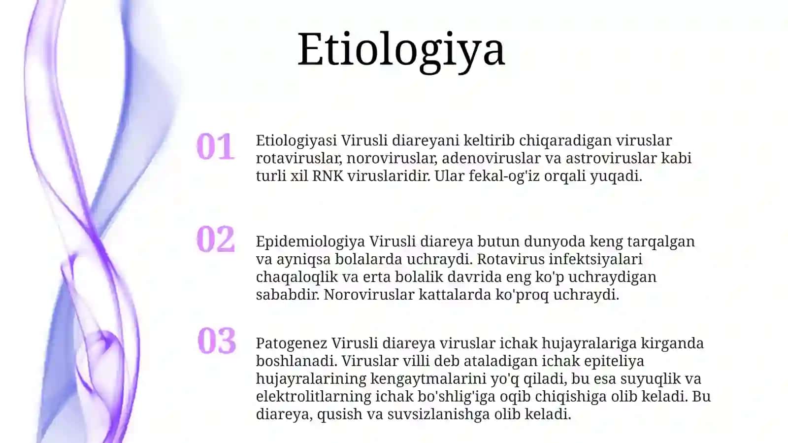 Virusli Diareyalar Etiologiyasi, Epidemiologiyasi, Patogenezi, Klinikasi, Kasallik Oqibatlari, Labarator Tashxisi, Davolash,Profilaktikasi 2