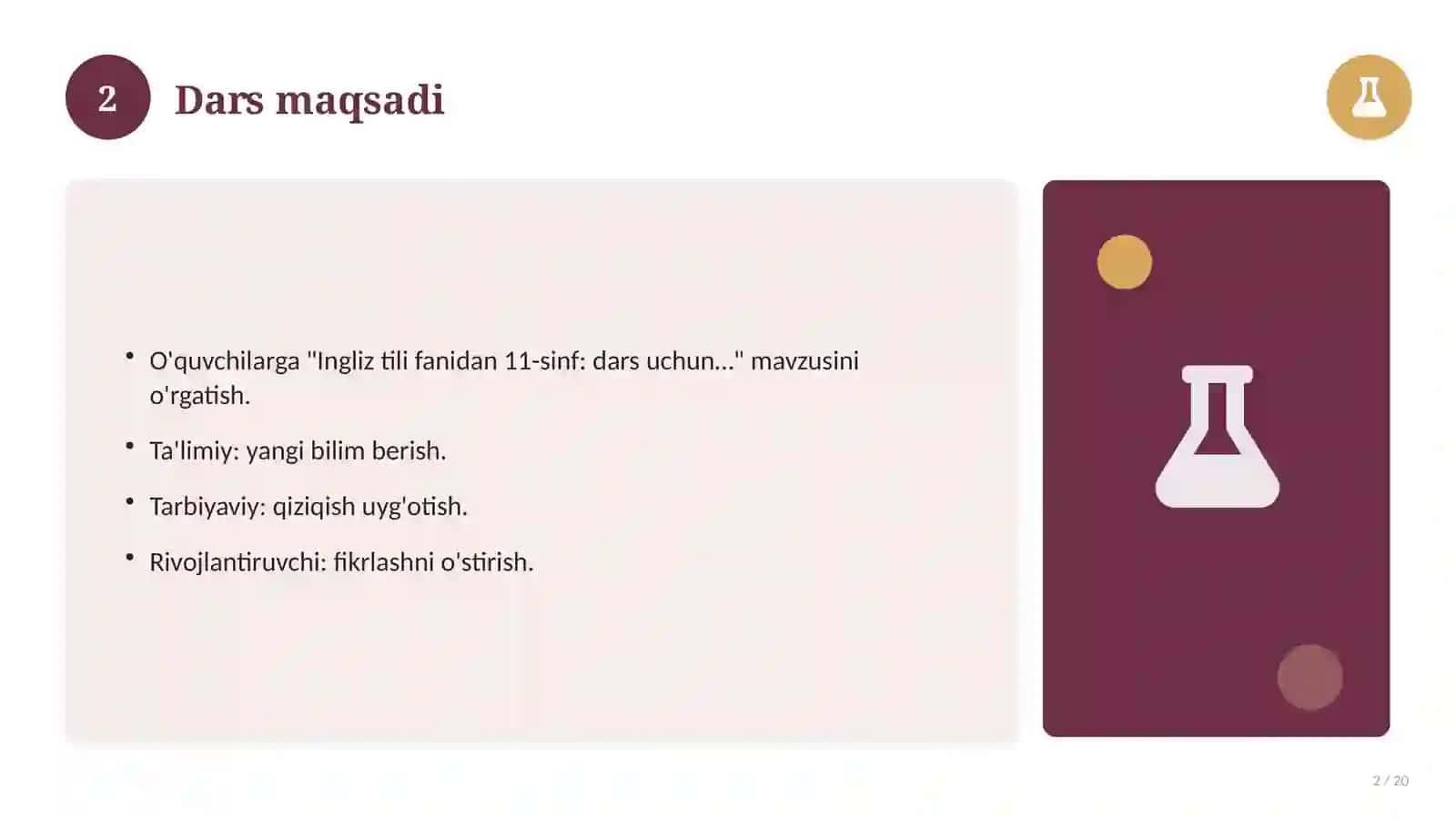 Ingliz tili fanidan 11-sinf: dars uchun slayd-taqdimot 2
