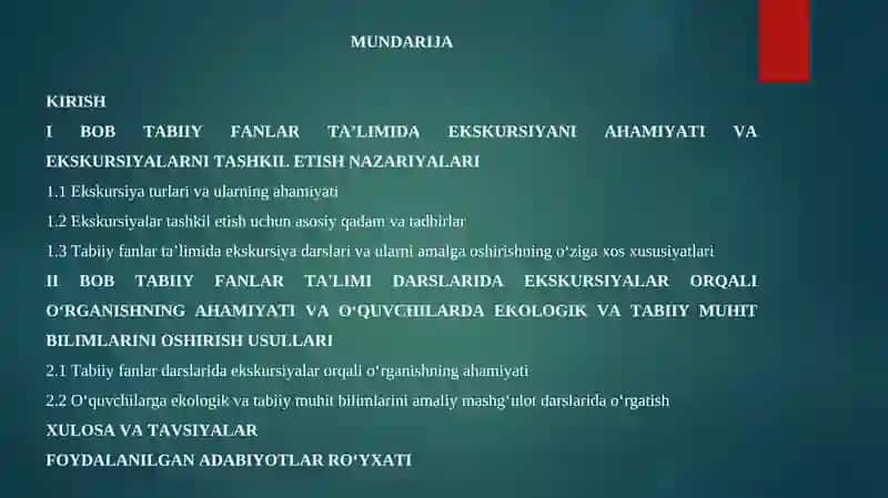 Tabiiy fanlar ta'limida o'quv Ekskursiyalar 2