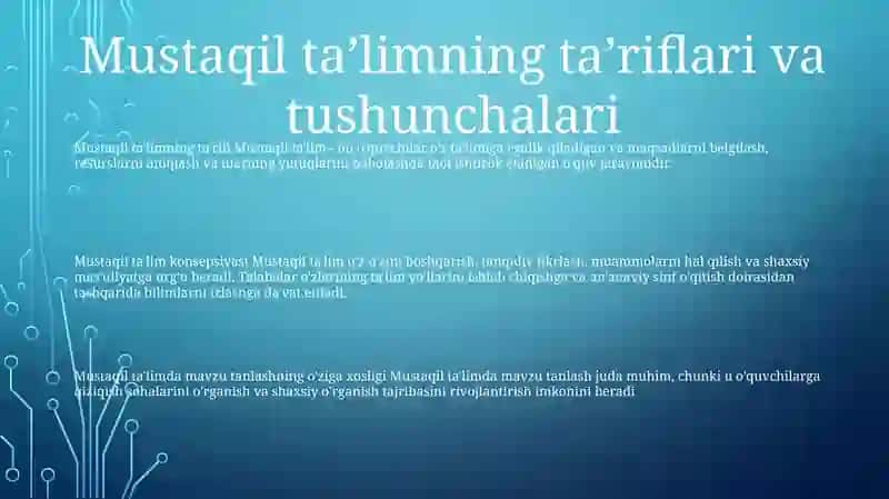 Mustaqil Talim Va Uni Tashkil Etish Metodikasi 2