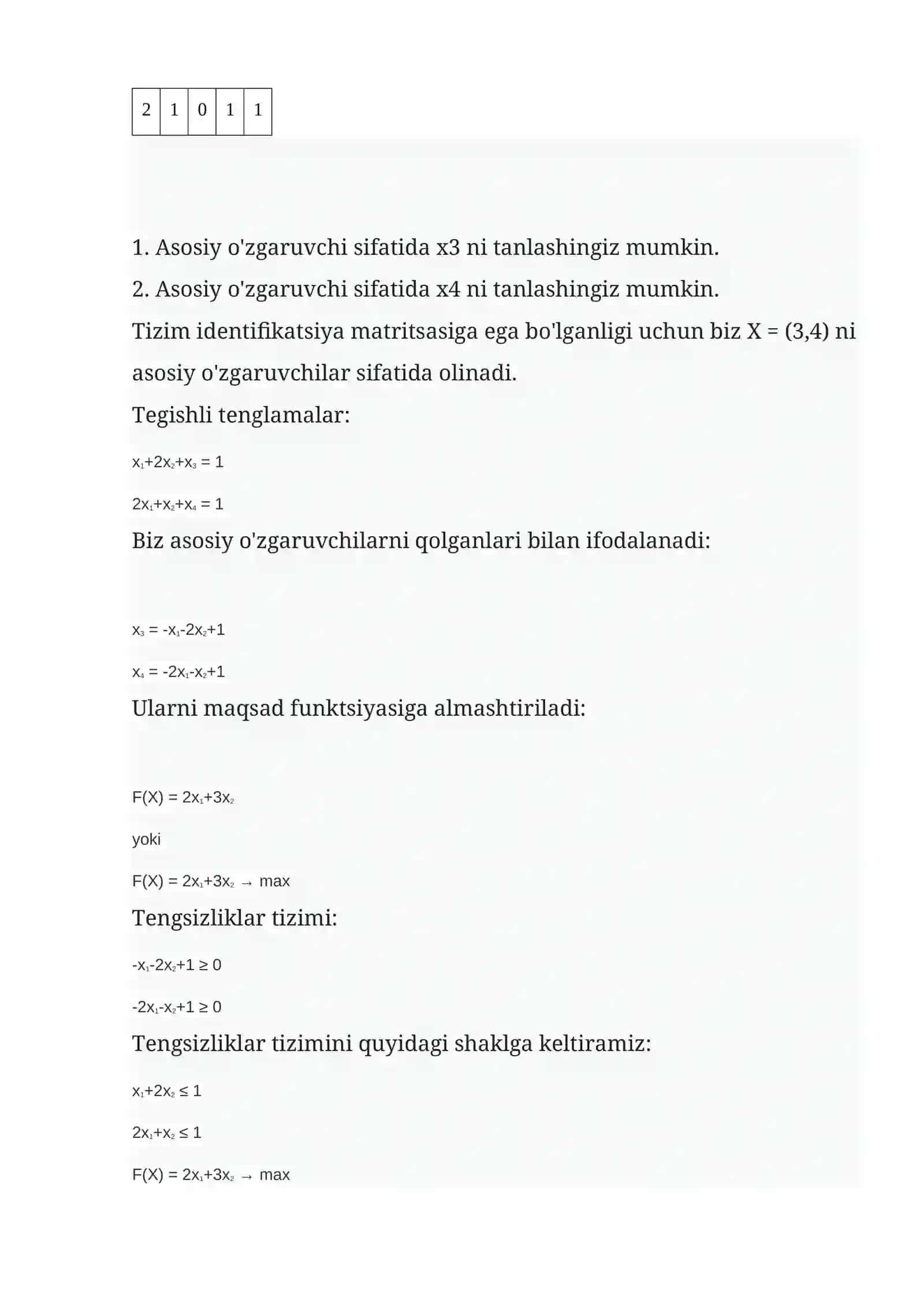 CHDM ni simpleks usulida yechish 2