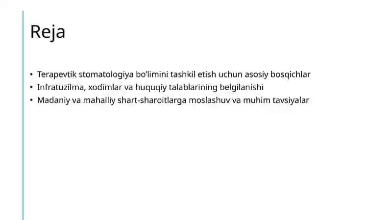 Terapevtik stomatologiya bo‘limini tashkil etish. 2
